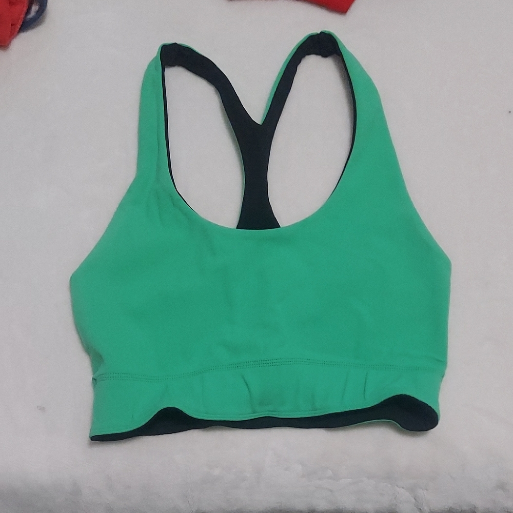 Fabletics reversible lime/black racerback sports bra